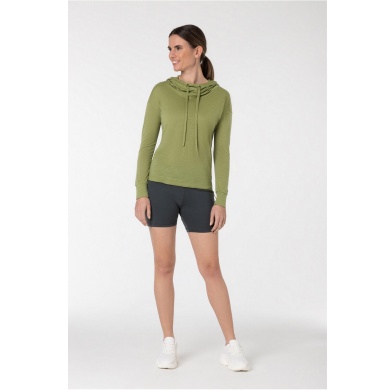 super natural Funnel Hoodie (Merino wool) sage green Women